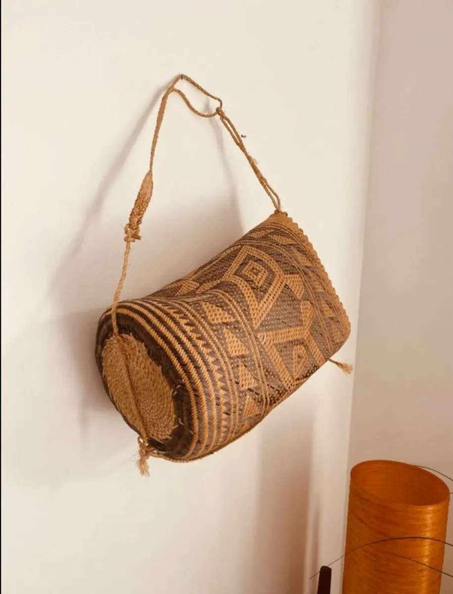 Vintage Asian Rattan Backpack Basket - Image 3