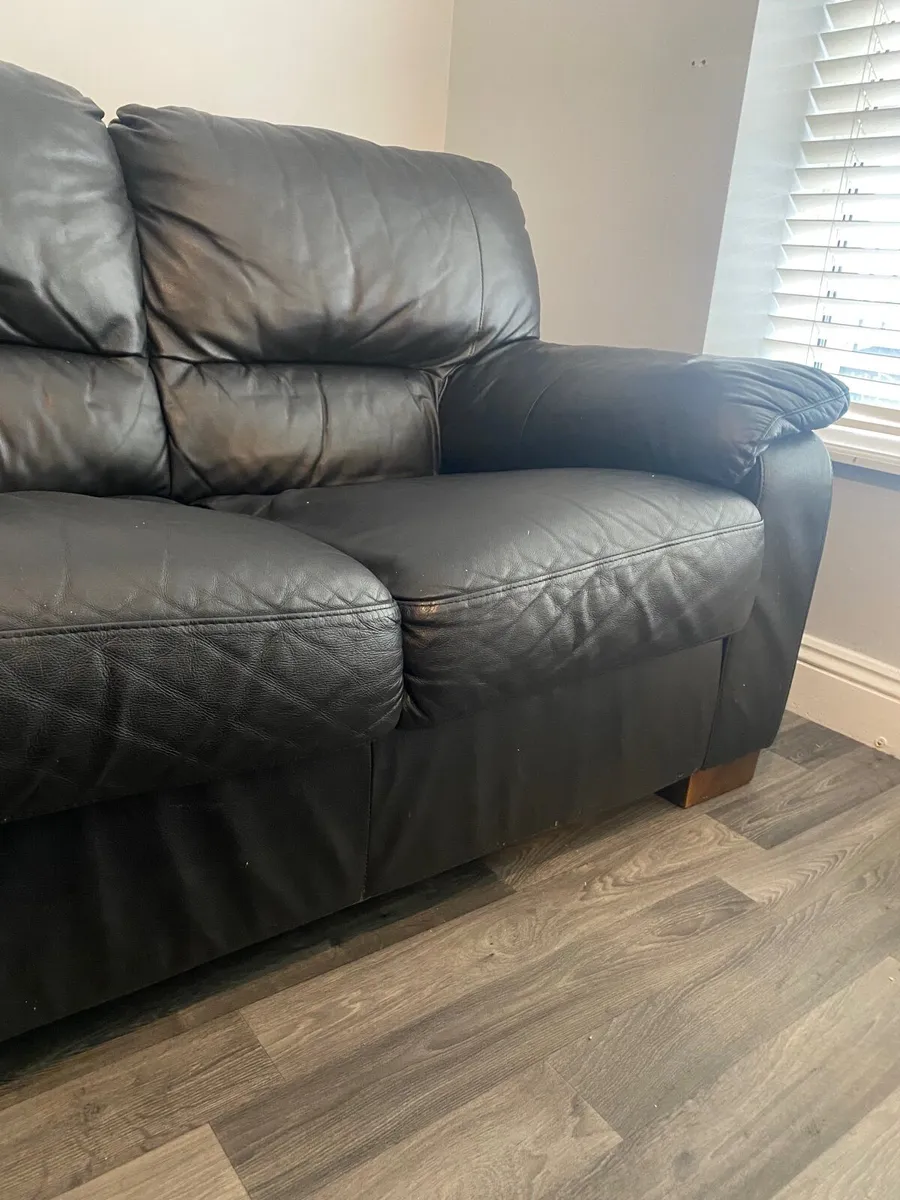FREE Sofas - 2 black leather sofas - Image 2