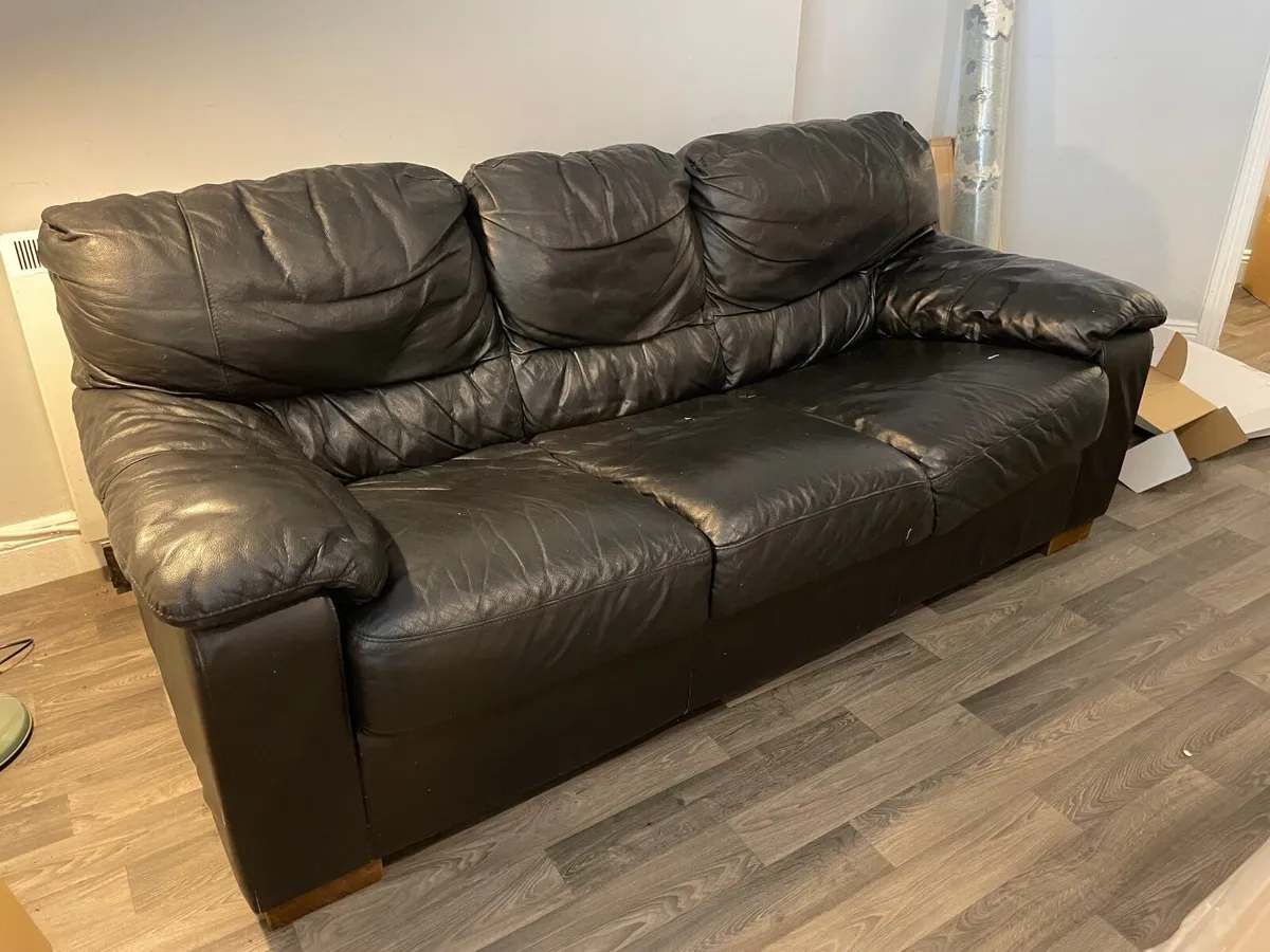 FREE Sofas - 2 black leather sofas - Image 3