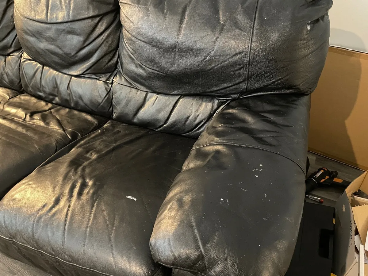 FREE Sofas - 2 black leather sofas - Image 4