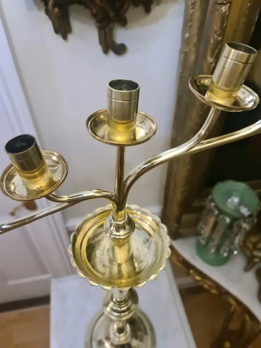 Antique Ecclesiastical brass candle holder - Image 4