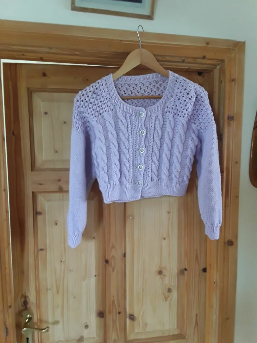 Lovely hand knitted ladies lavender cardigan - Image 1