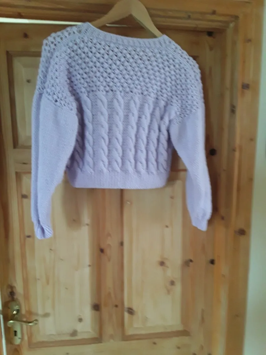 Lovely hand knitted ladies lavender cardigan - Image 2