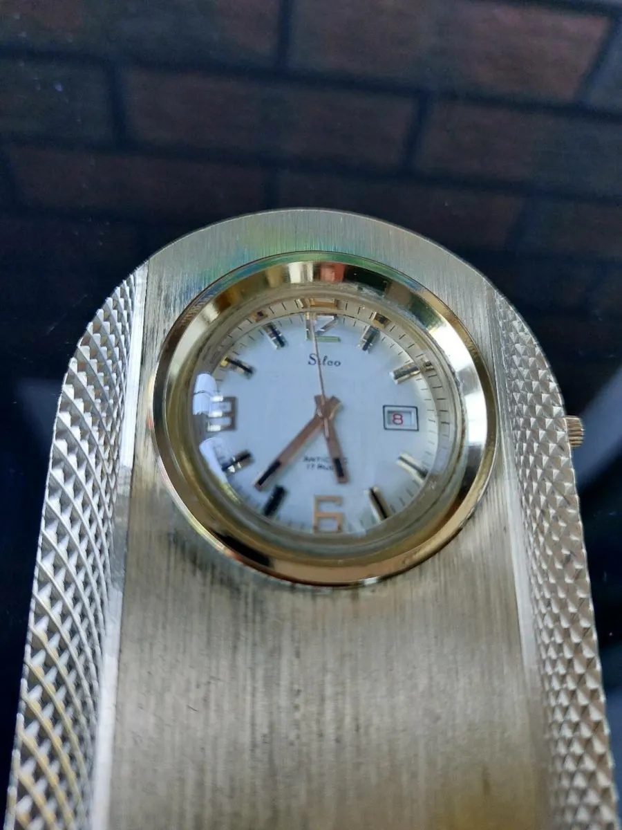 Vintage Solid Brass Desk Clock - Image 1