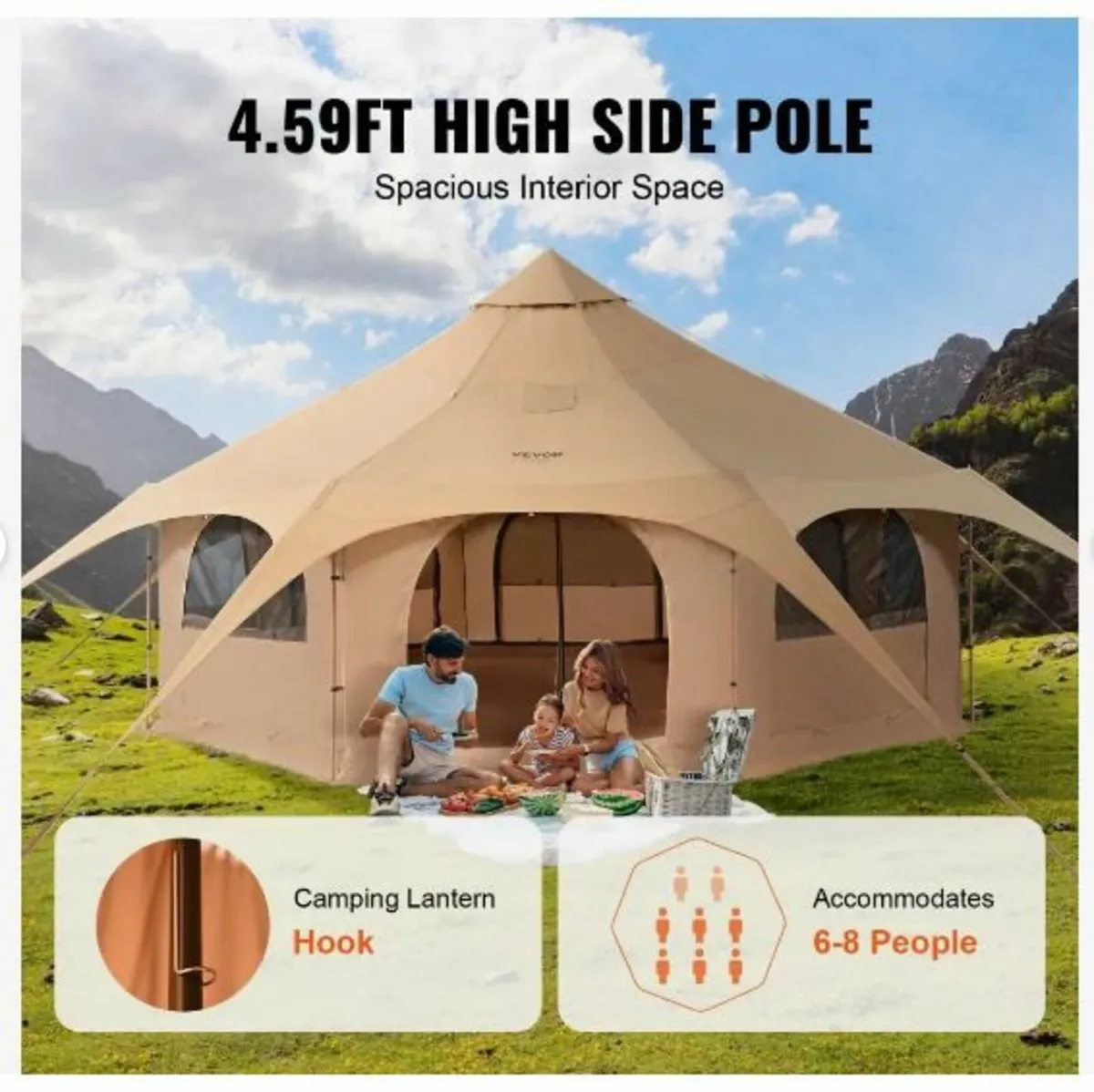 Canvas Tent, 4 Seasons 5 m/16.4 ft Bell Tent - Image 2