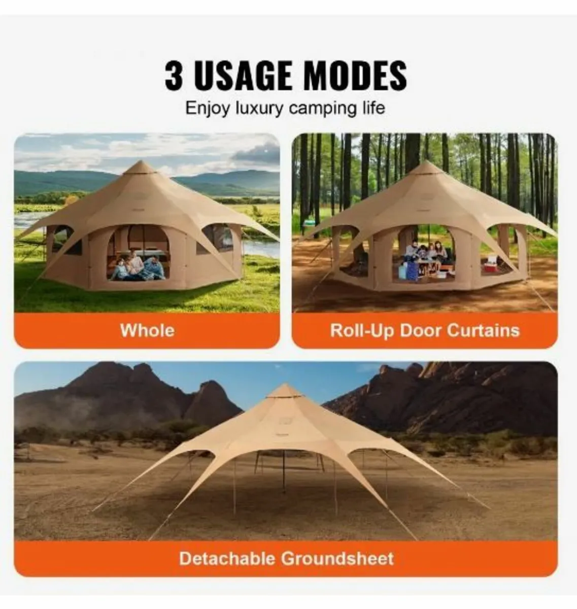 Canvas Tent, 4 Seasons 5 m/16.4 ft Bell Tent - Image 4