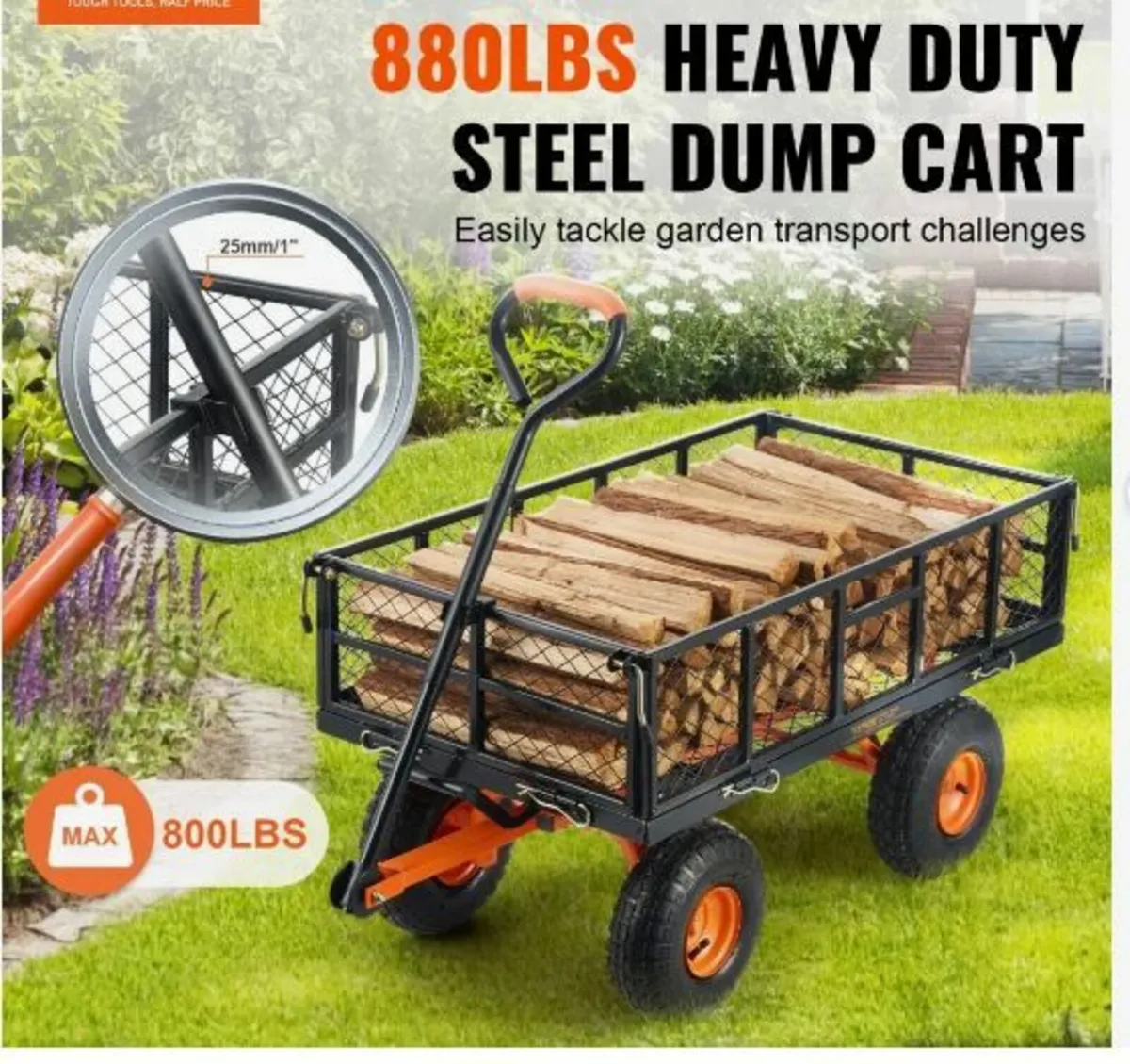 Garden Dump Cart Heavy-duty Metal - Image 2