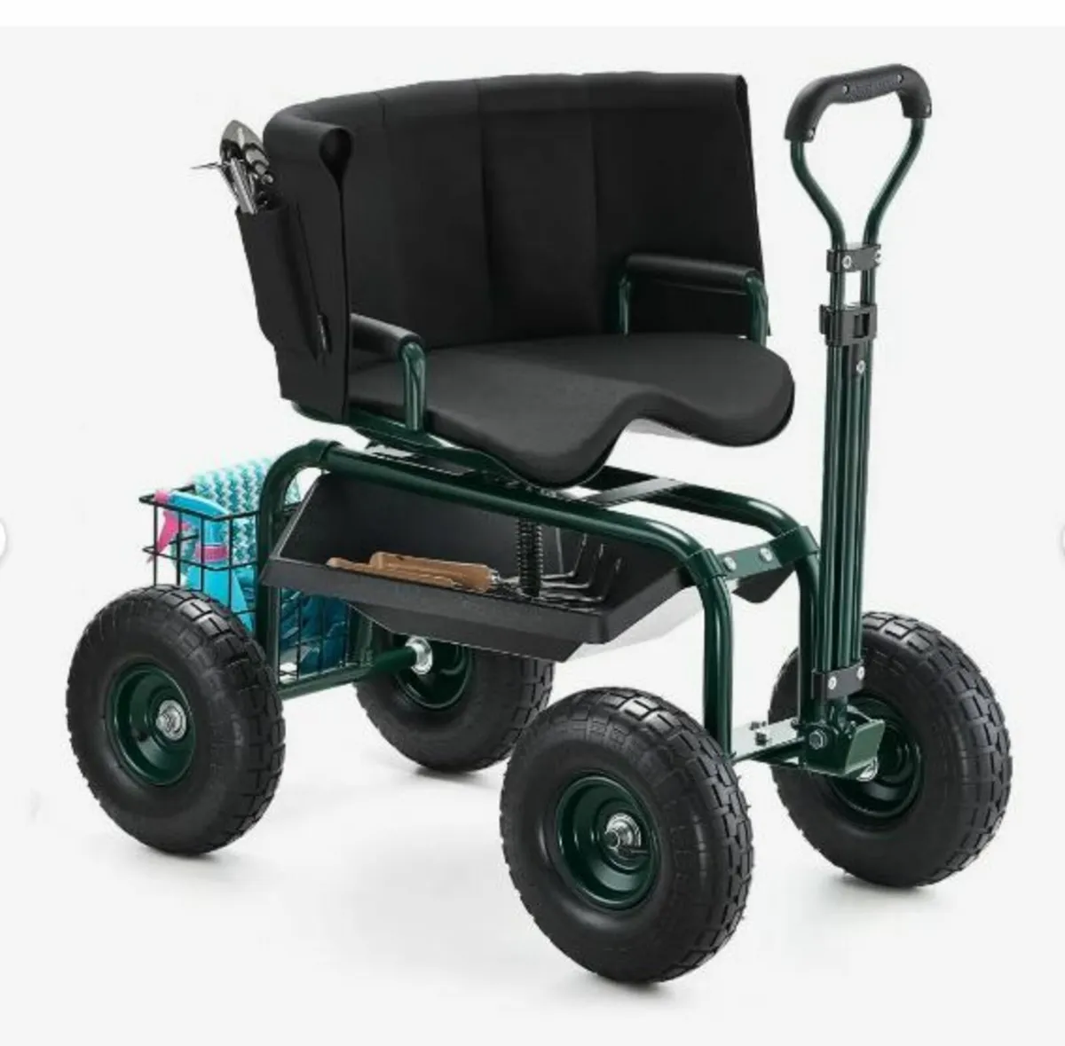 Rolling Garden Cart with Swivel Seat Wheels - Image 1