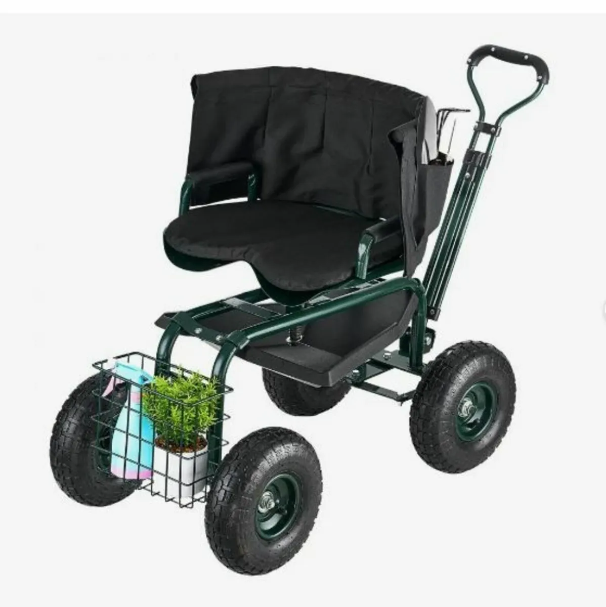 Rolling Garden Cart with Swivel Seat Wheels - Image 4