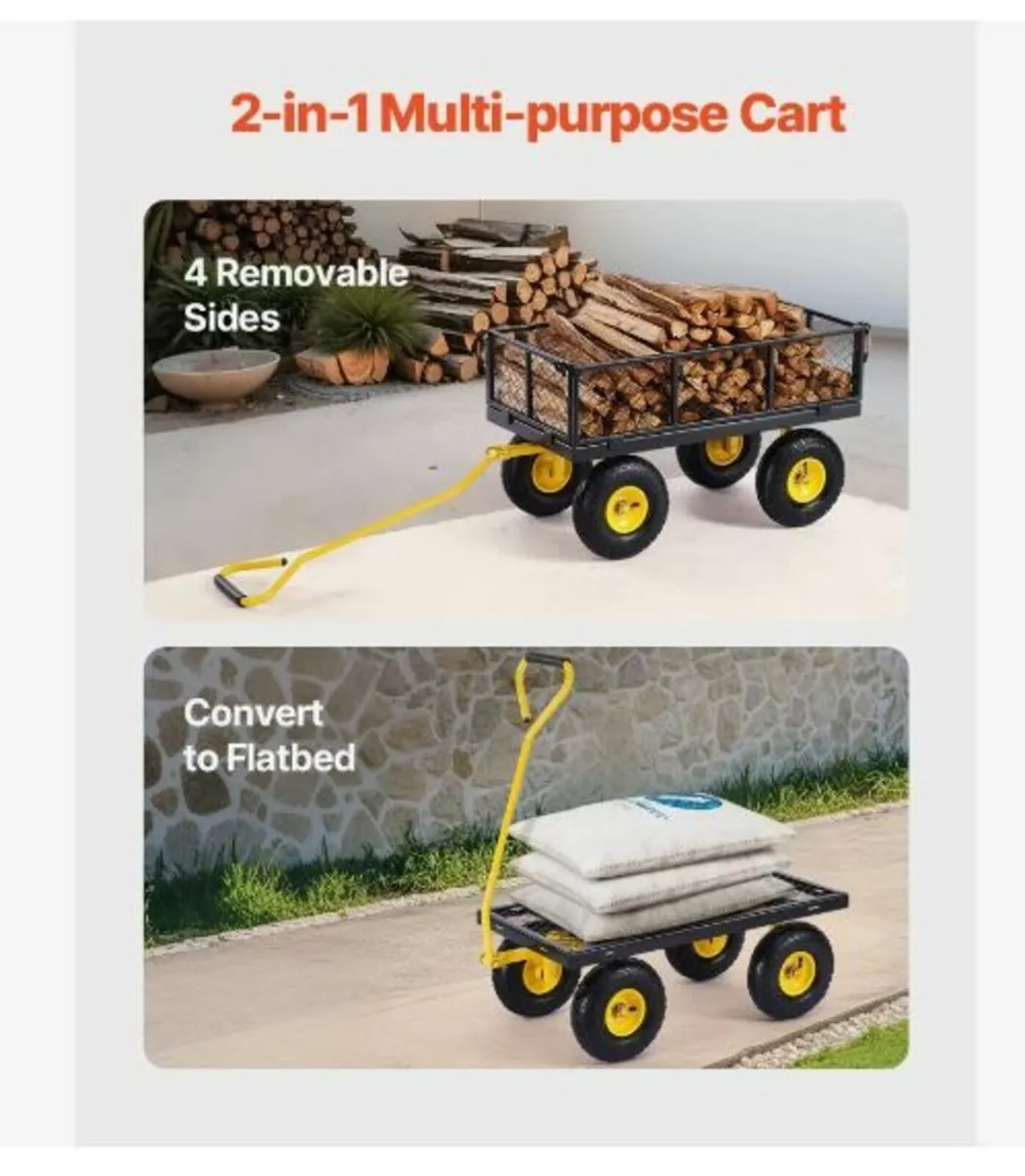 Steel Garden Cart 500lb Capacity Heavy - Image 4