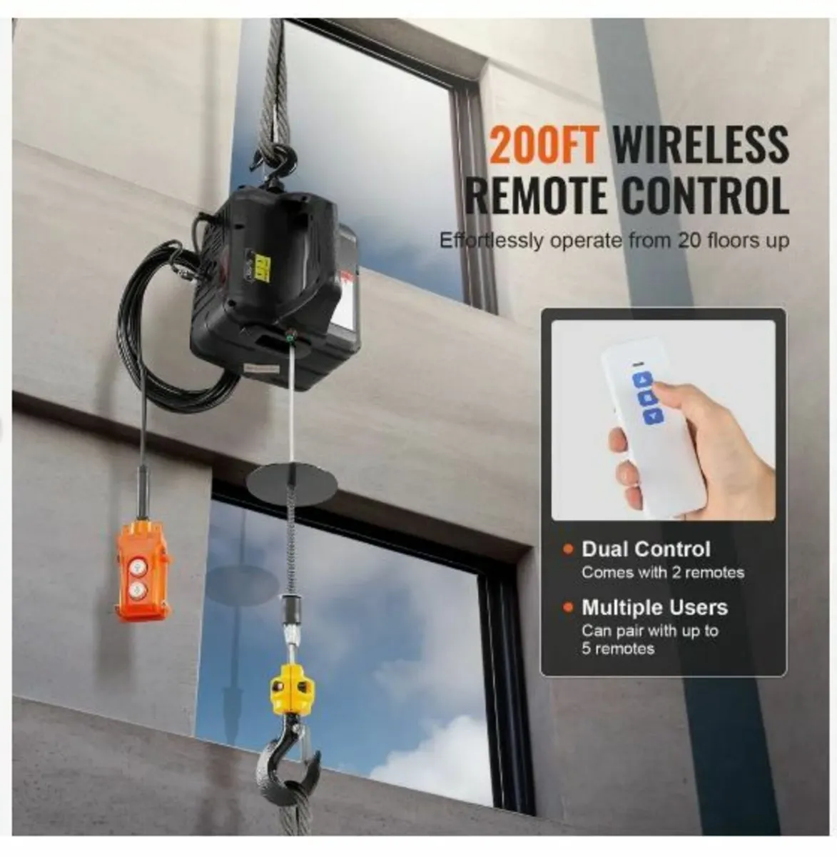 3-in-1 Portable Electric Hoist Winch 499 kg - Image 2