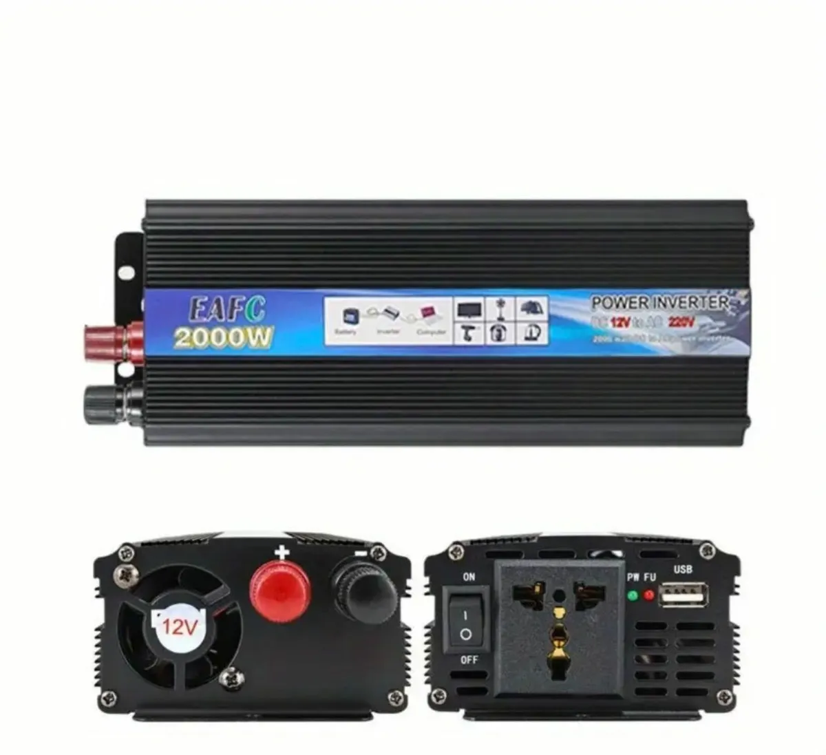 Power Inverter 2000W 12V to AC 220V Converter - Image 1