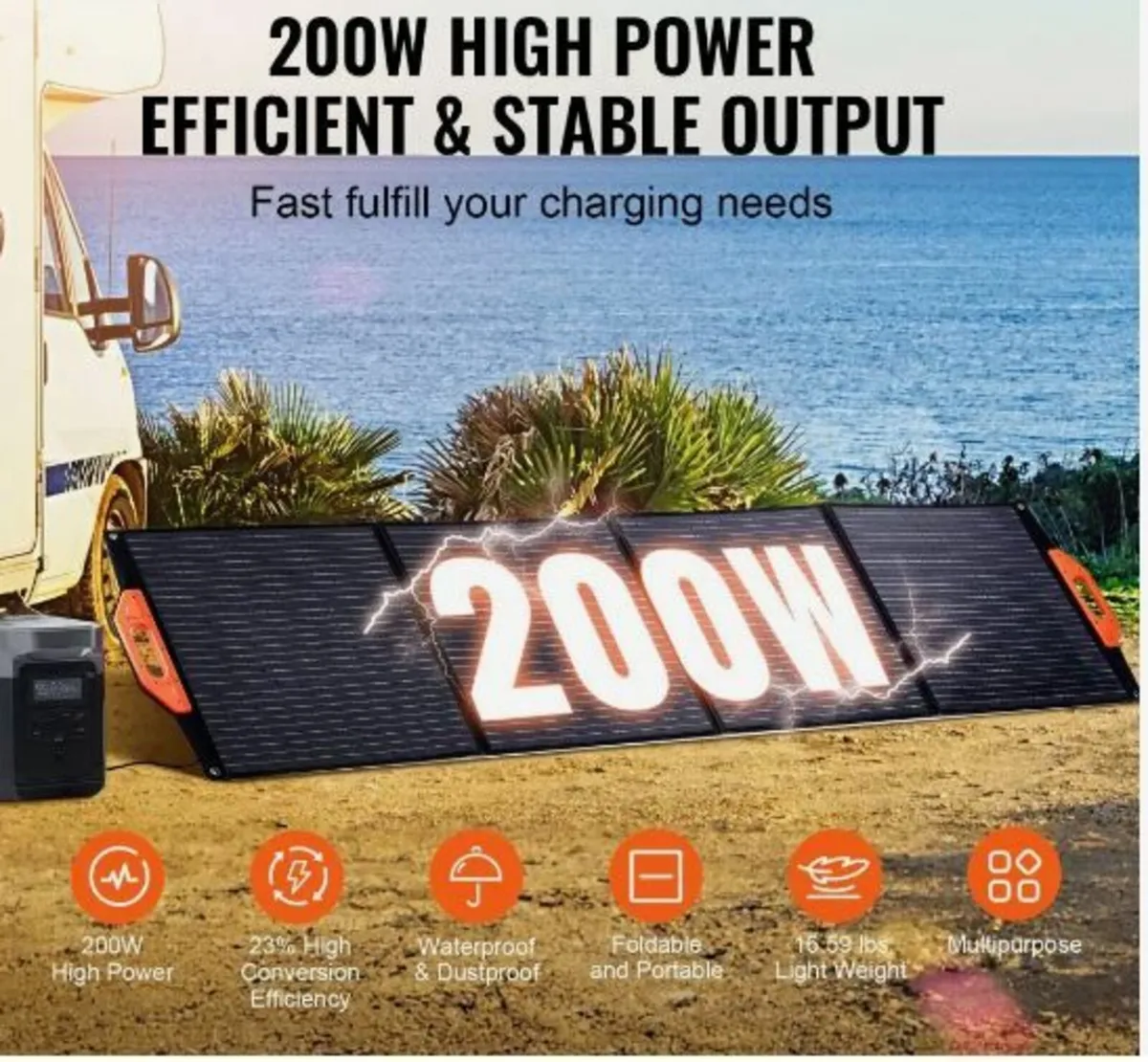 Portable Monocrystalline Solar Panel 200W - Image 1