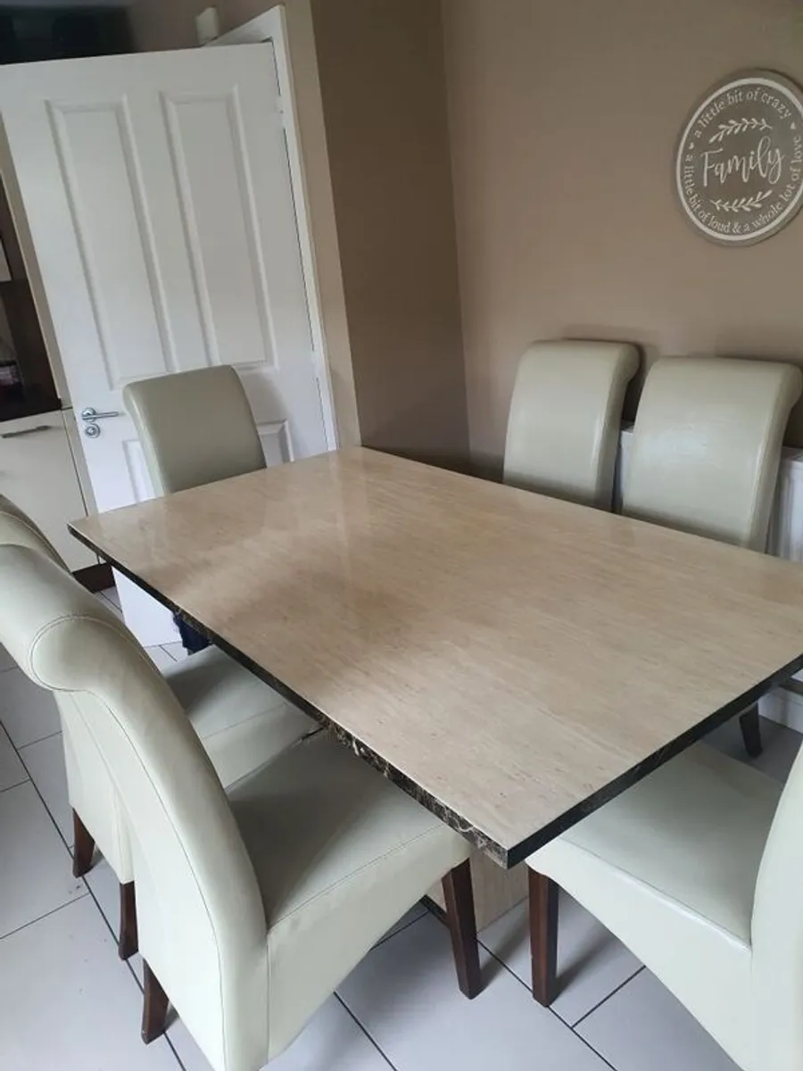 Marble Table & 6 Chairs - Image 1