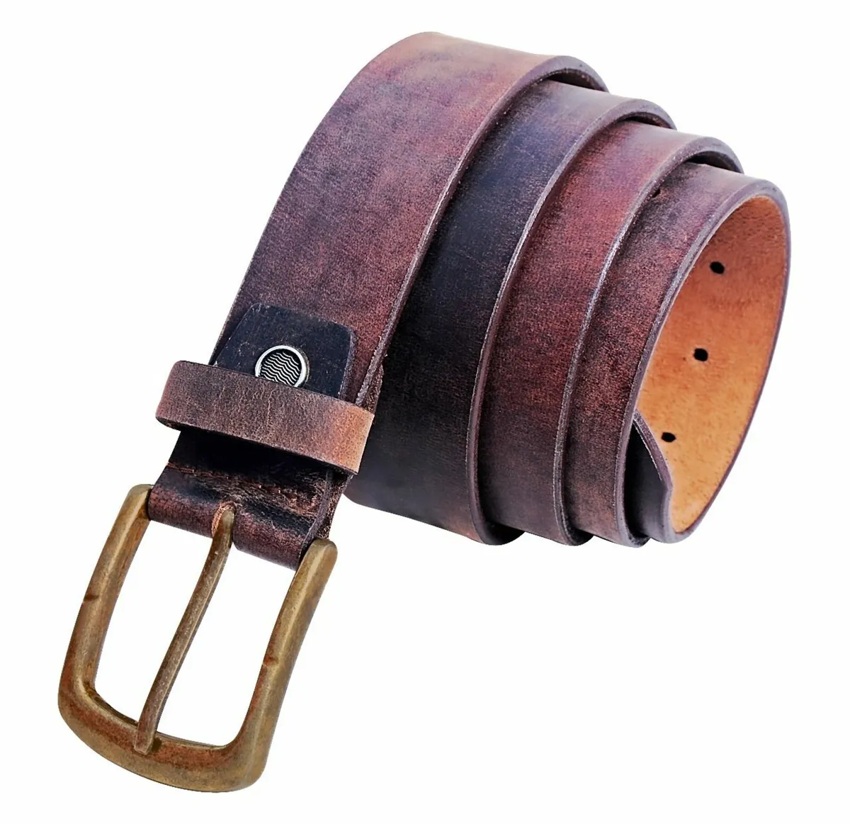 Leather Belt for Men – Vintage Brass Buckle - Image 3