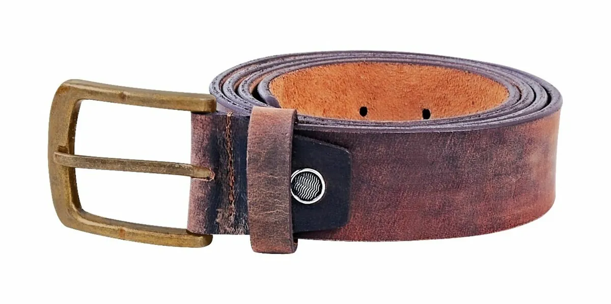 Leather Belt for Men – Vintage Brass Buckle - Image 4