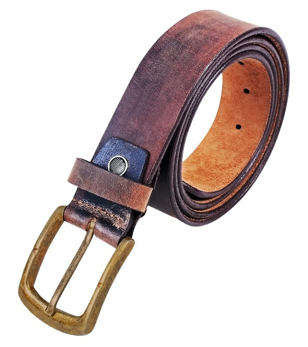 Leather Belt for Men – Vintage Brass Buckle - Image 2