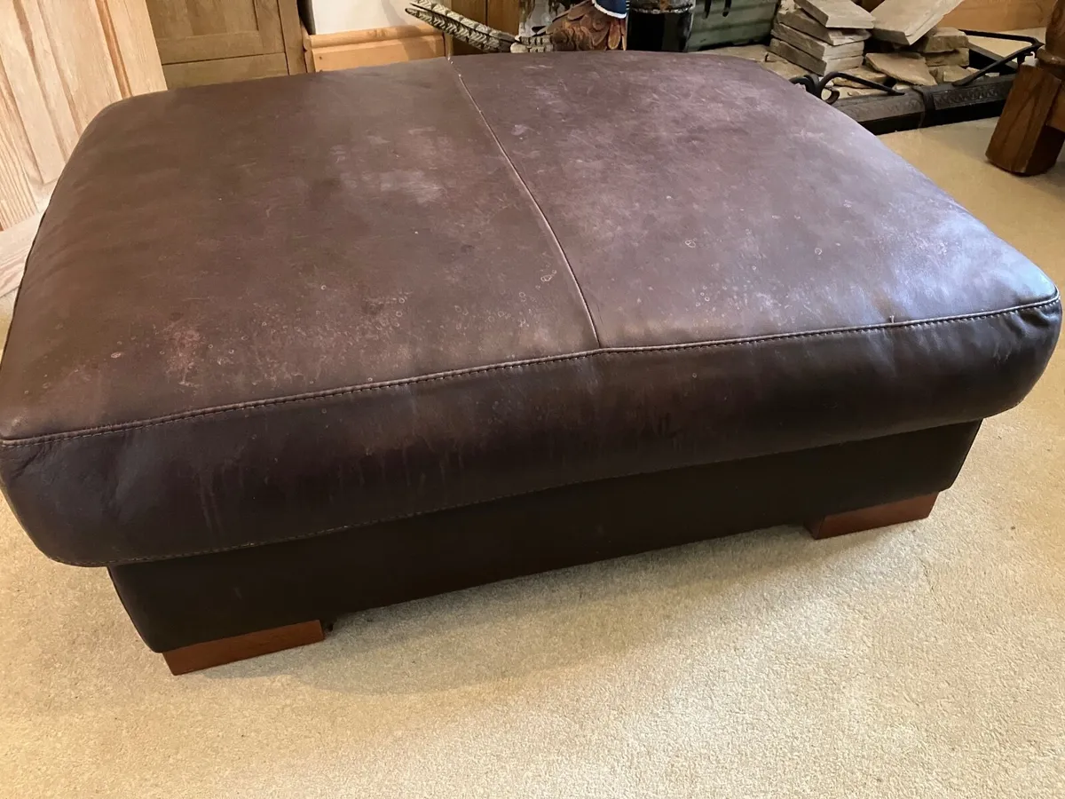 Leather foot stoll or poufe - Image 2