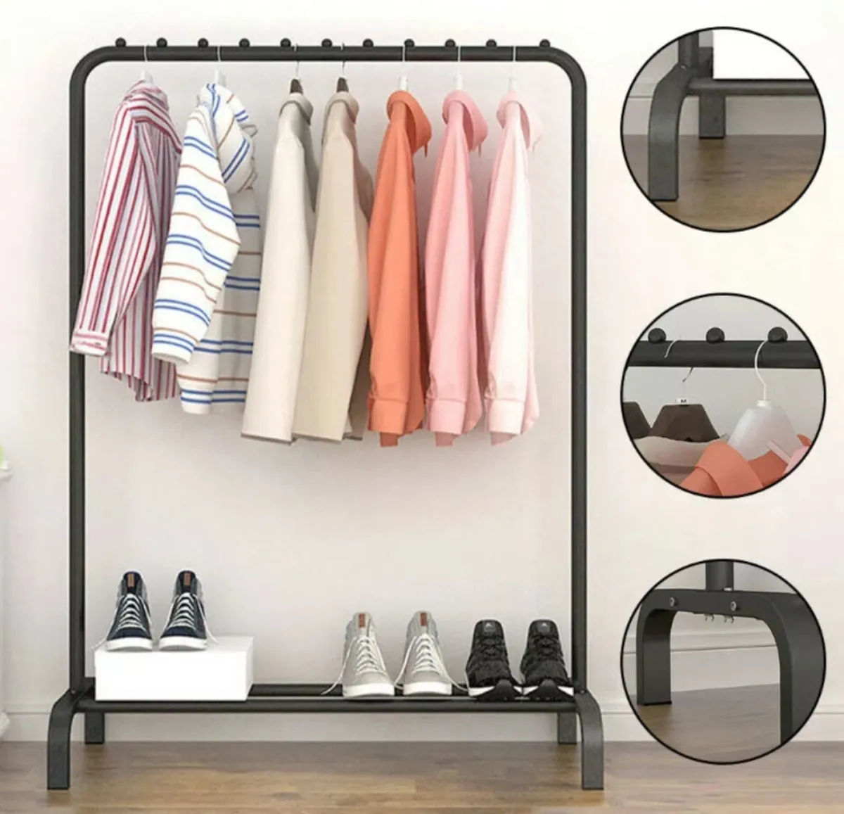 Metal Clothes Rail Rack with Shoe Shelf NEW - Image 2