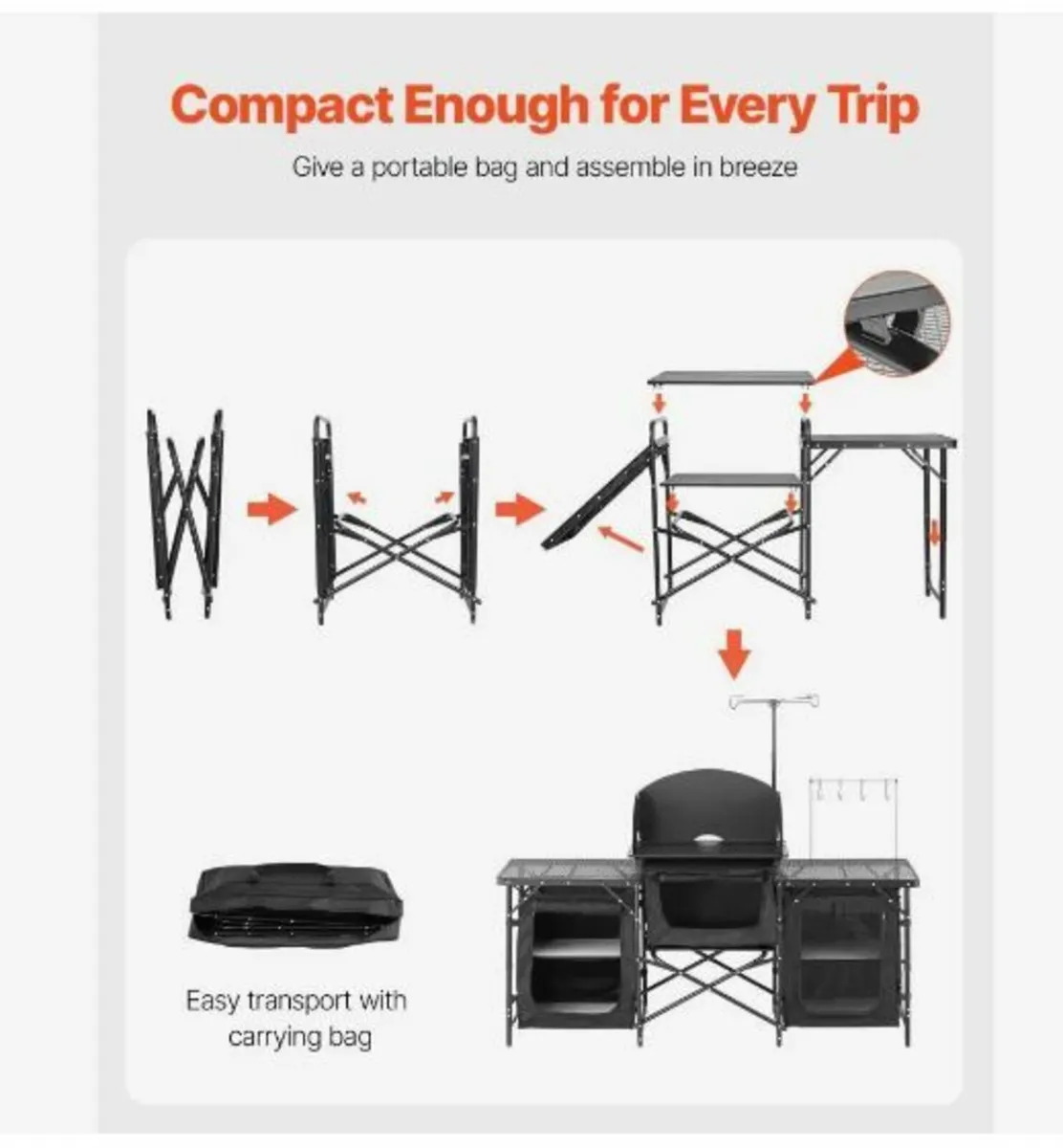 Camping Kitchen Table Portable Outdoor - Image 3