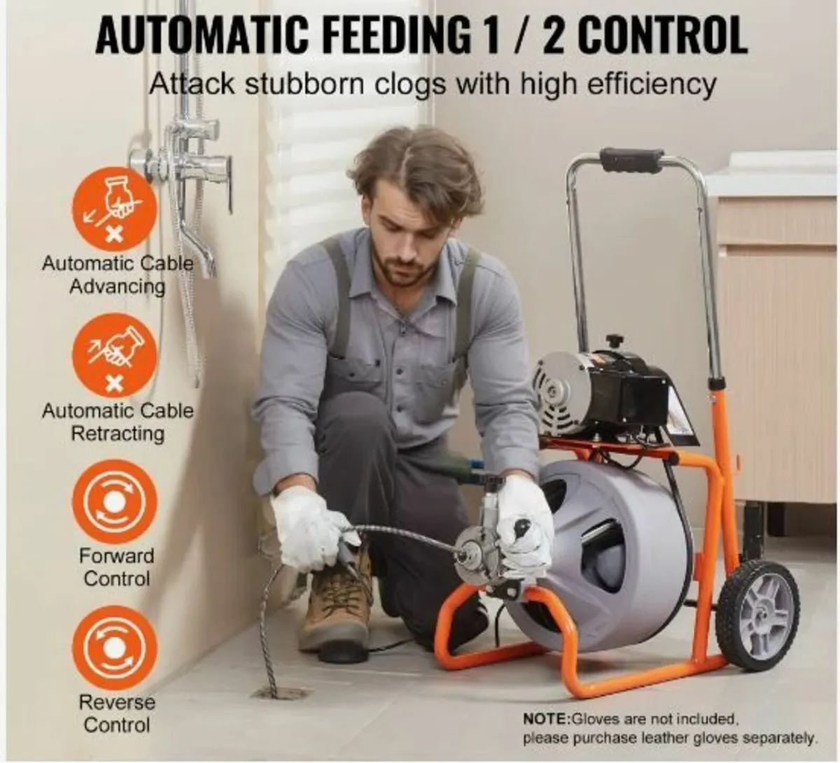 Drain Cleaner Machine 75FT x 3/8 Inch - Image 2