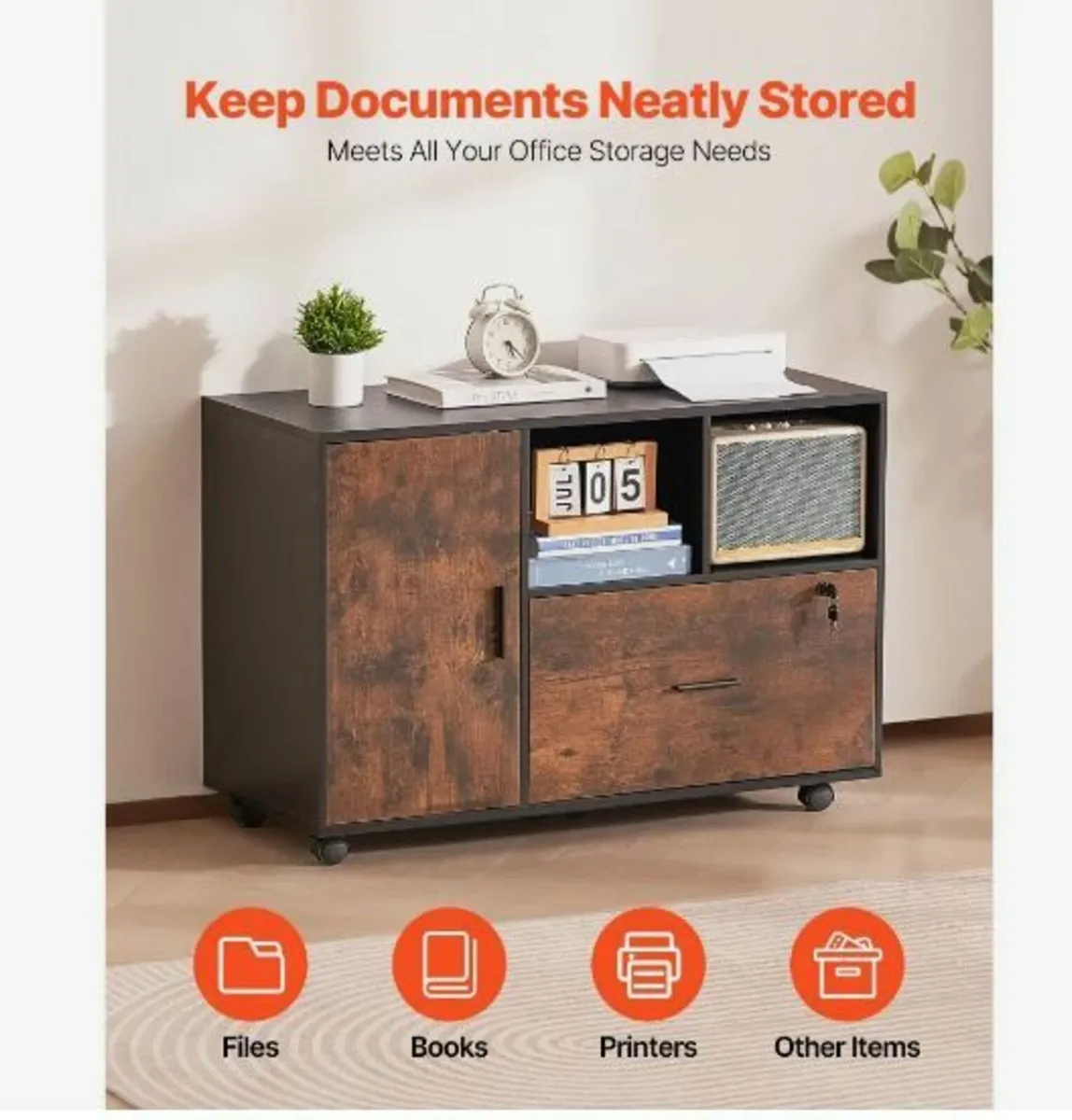 Wood File Cabinet Lockable - Image 4