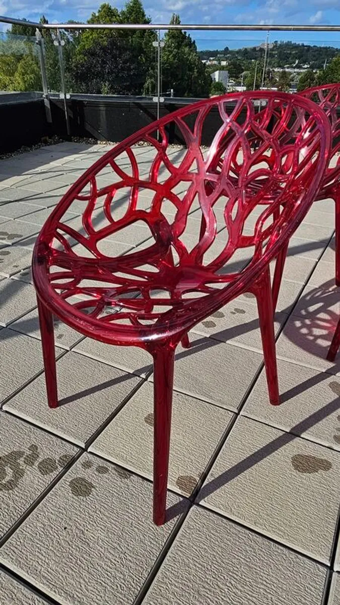 CRYSTAL Arm Chairs x 6 1,800 euro new - Red Translucent - Image 2
