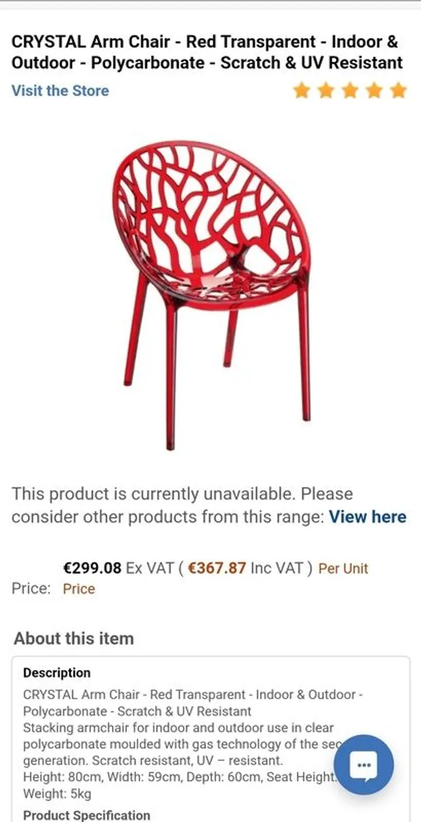 CRYSTAL Arm Chairs x 6 1,800 euro new - Red Translucent - Image 4