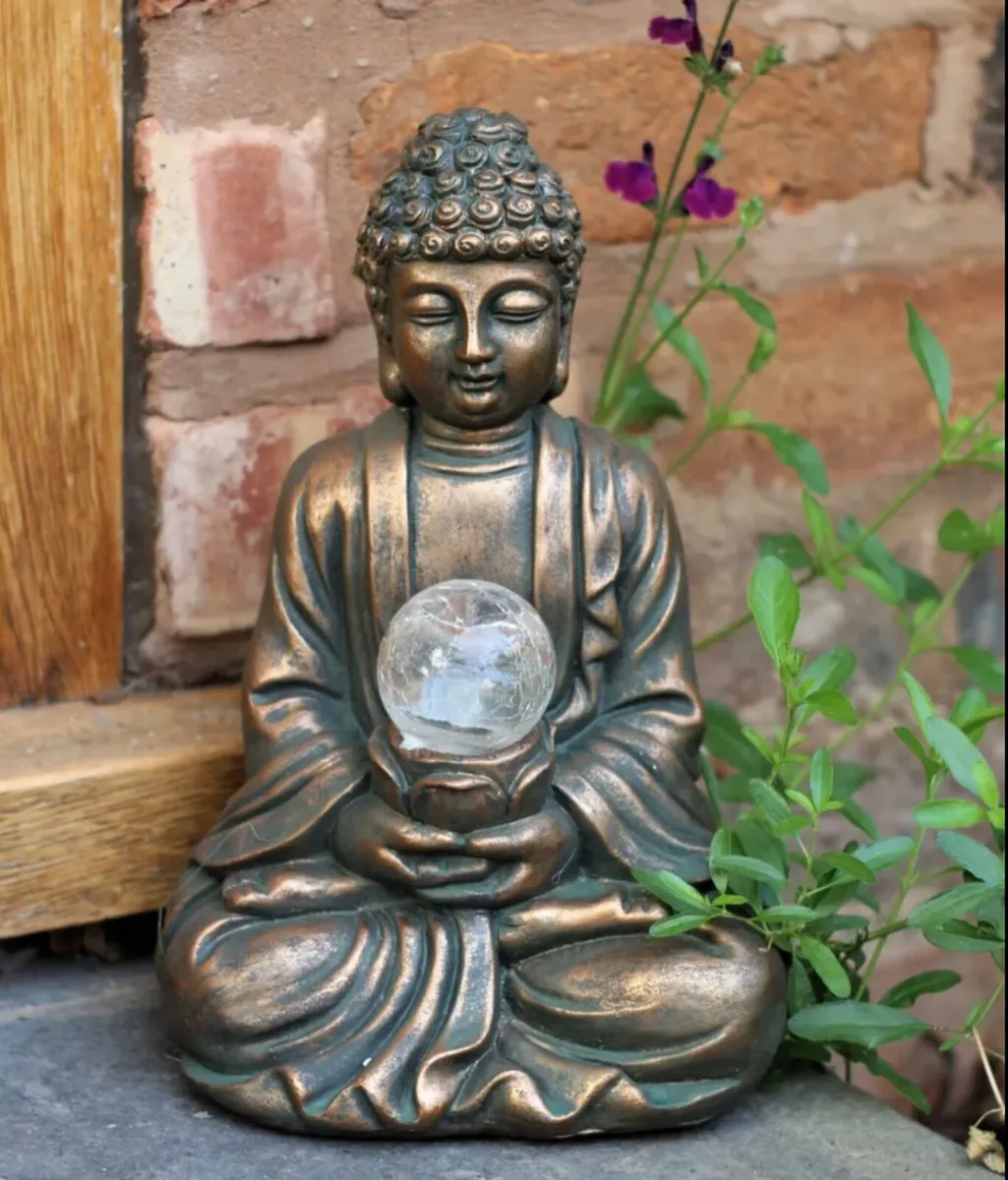 Garden Ornament Solar Buddha ZEN Colour Changing - Image 1