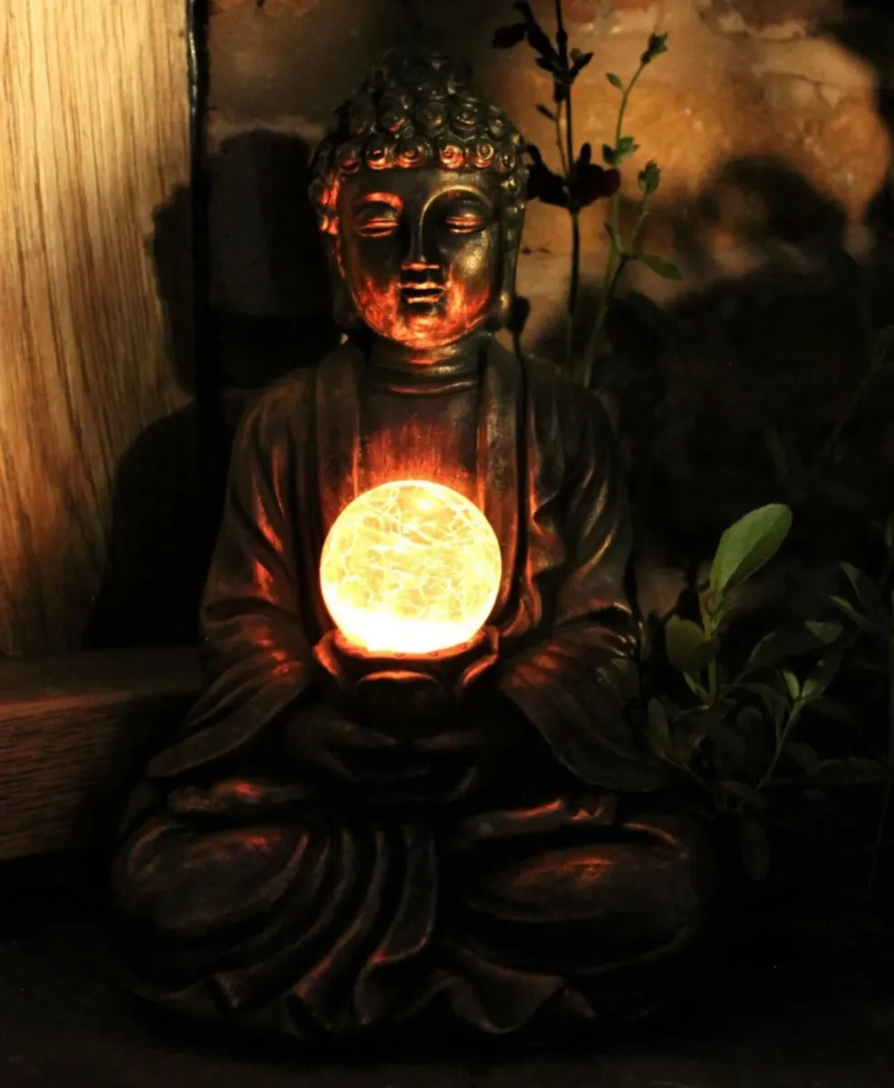 Garden Ornament Solar Buddha ZEN Colour Changing - Image 2