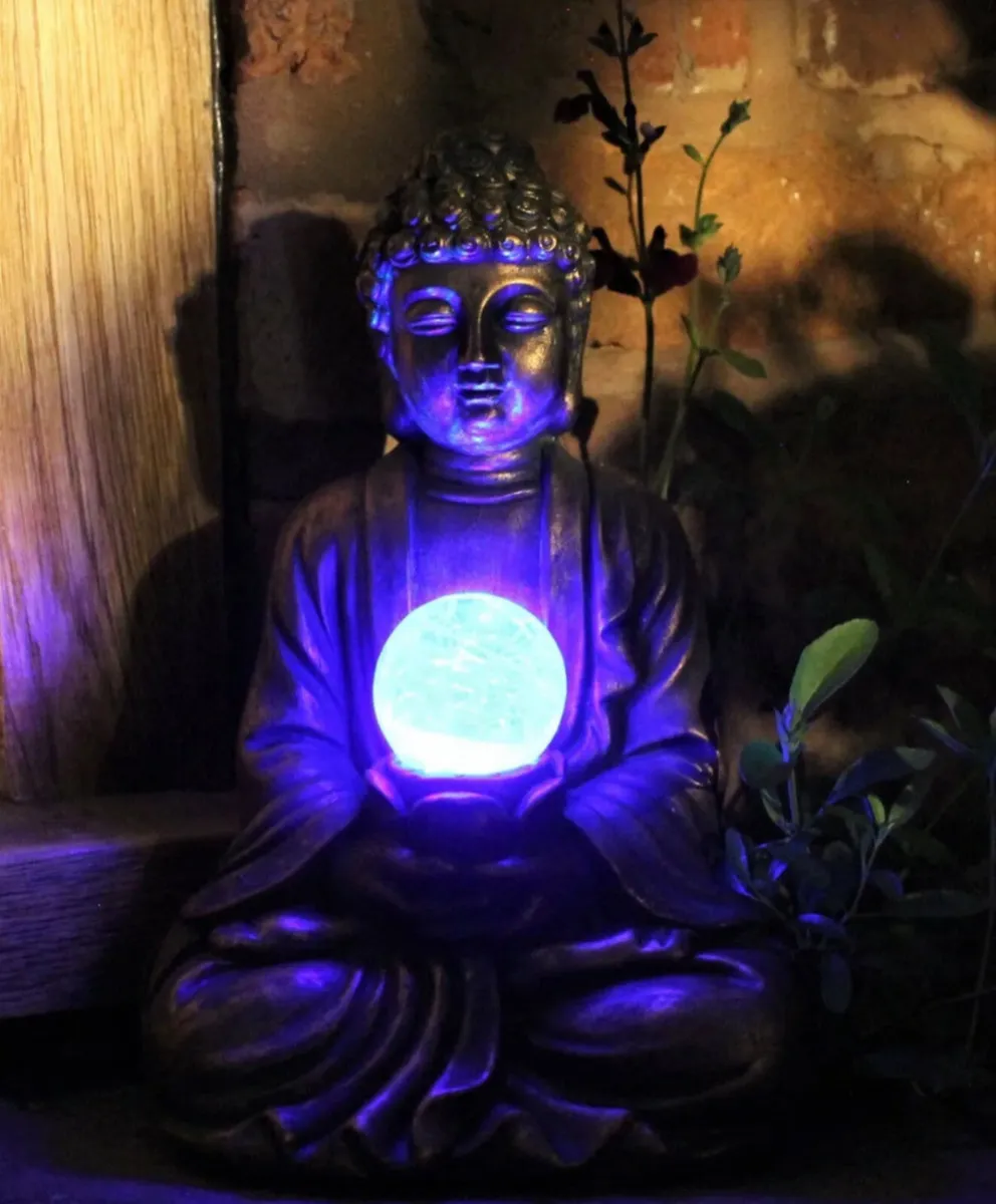 Garden Ornament Solar Buddha ZEN Colour Changing - Image 3