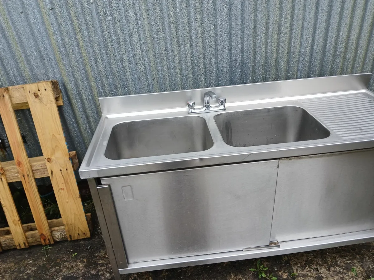 Stainless steel double commercial sink unit ... - Image 2