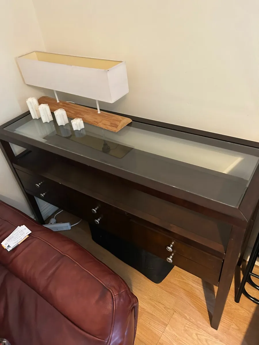 Modern Glass-Top Sideboard / Console Table - Image 1