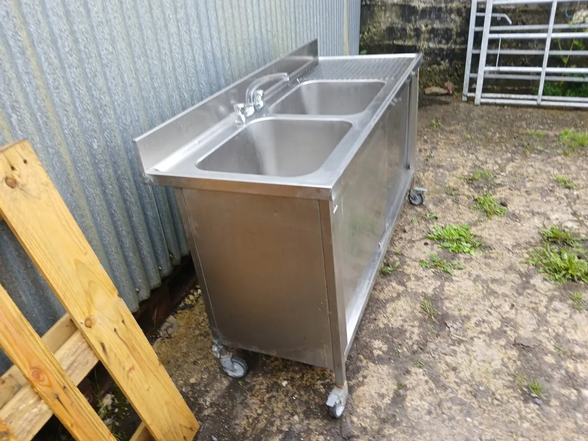 Stainless steel double commercial sink unit ... - Image 4