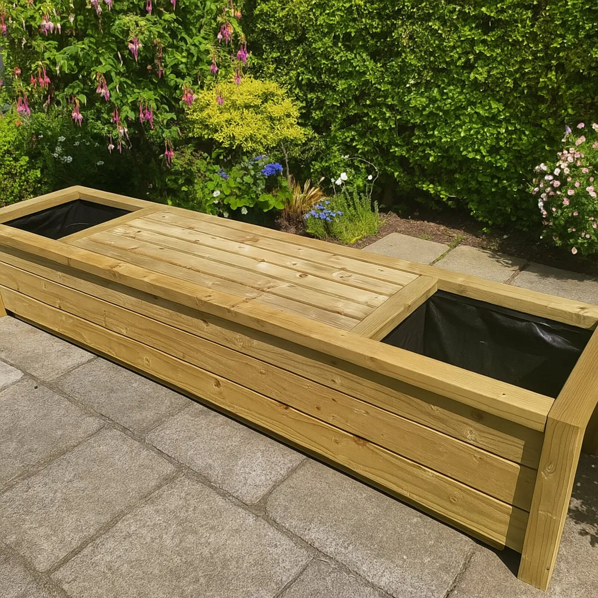 8ft bench with planters - Image 1