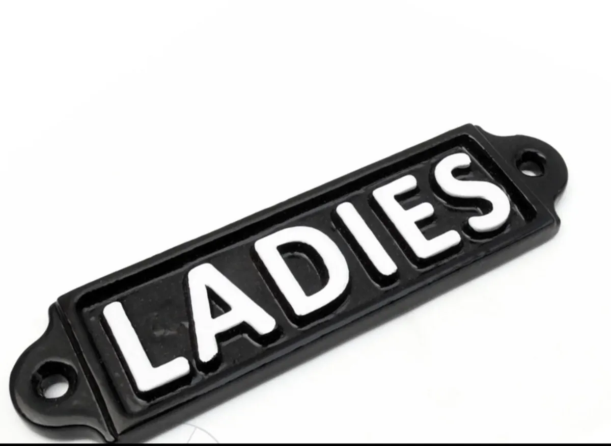 Vintage Style Toilet Door Sign Cast Iron - Image 2