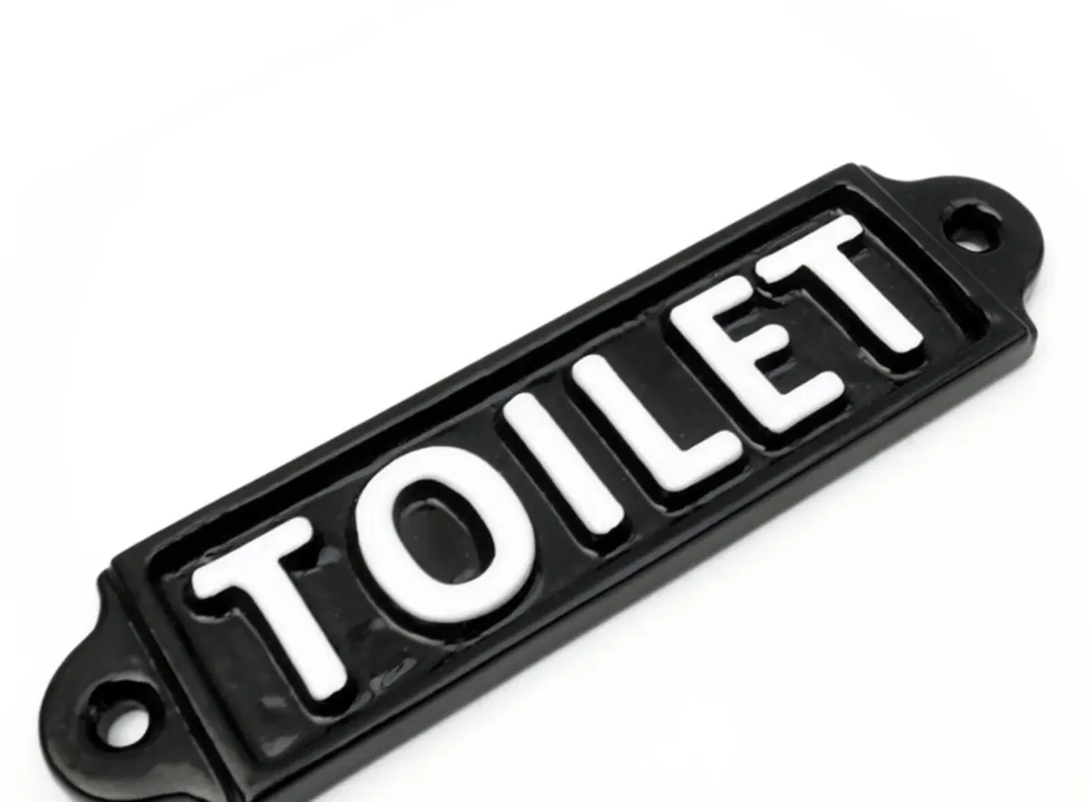 Vintage Style Toilet Door Sign Cast Iron - Image 4