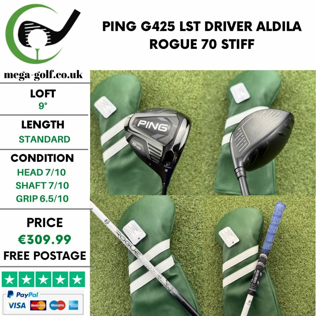 PING G425 LST DRIVER / 9° / ALDILA ROGUE 70 STIFF - Image 1