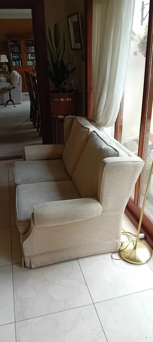 2 seater couch cream Fabric - Image 2