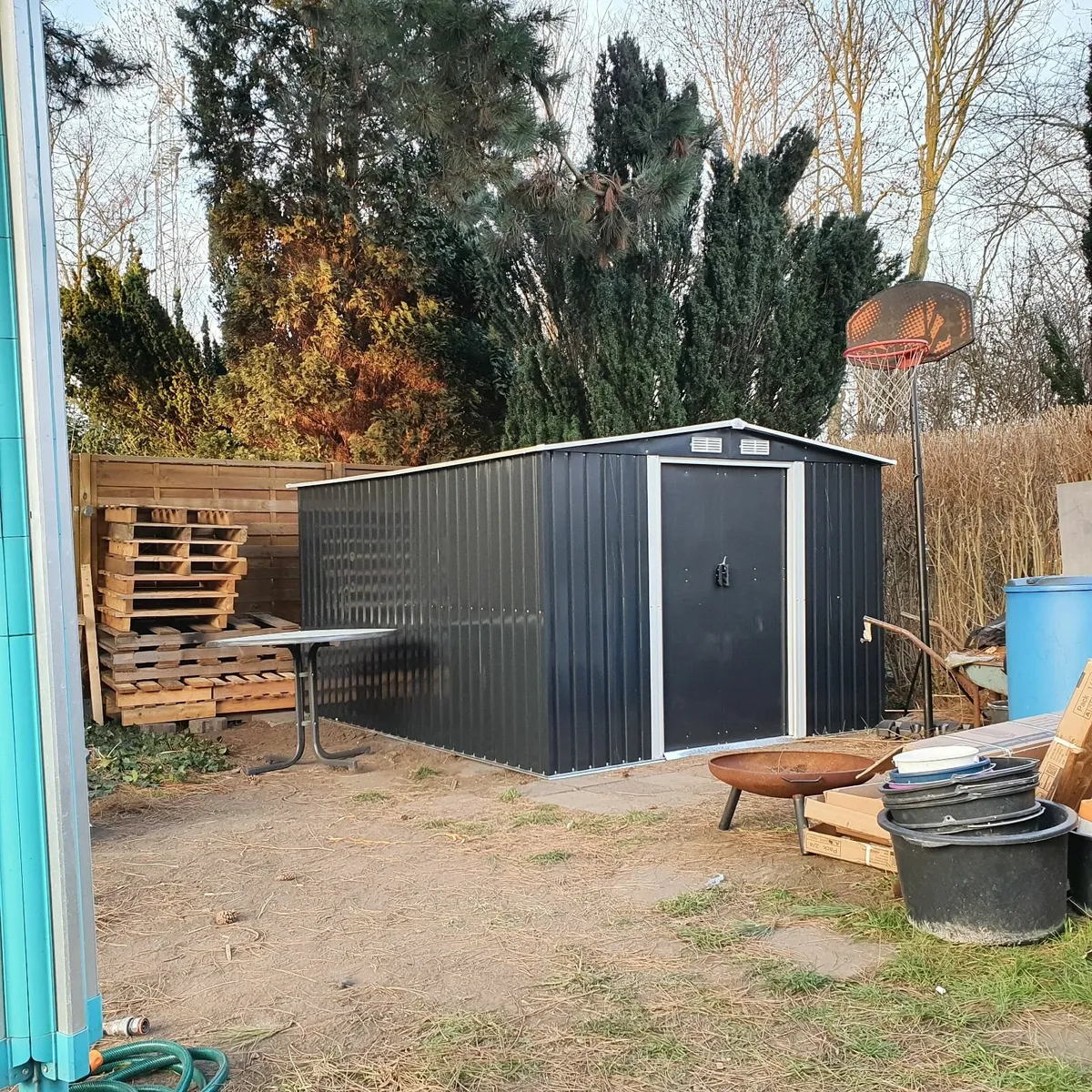 8.5ft x 10.3ft Metal Garden Shed with Apex Roof – - Image 1