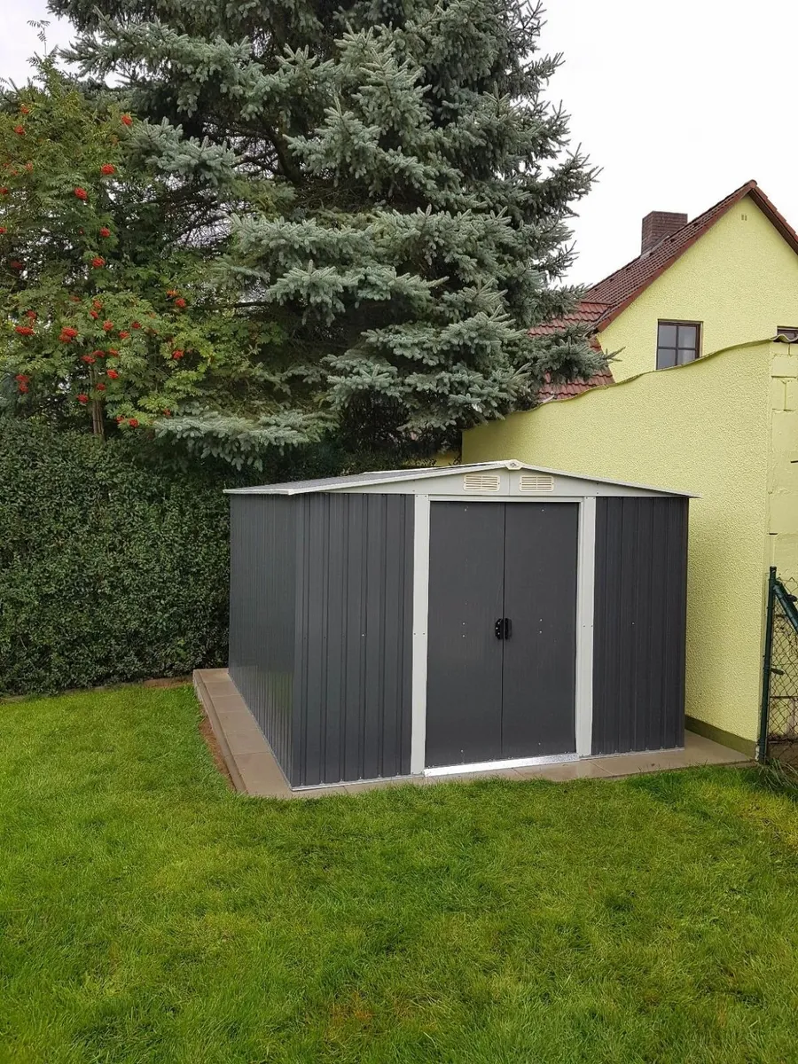 8.5ft x 10.3ft Metal Garden Shed with Apex Roof – - Image 3