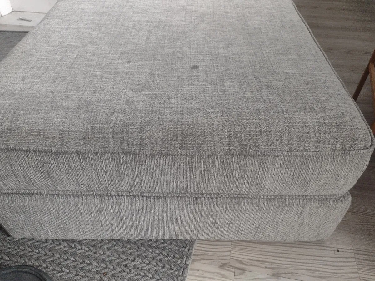 Large grey textured padded pouffe stool - Image 2