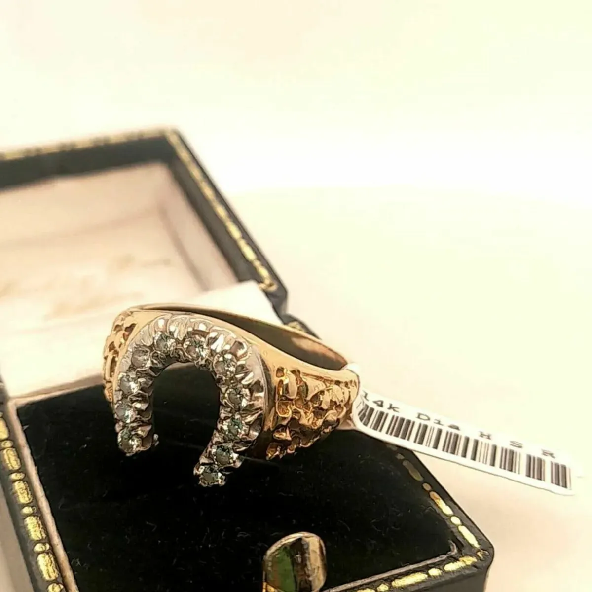 14k Yellow Gold & Diamond Horseshoe Ring - Image 1