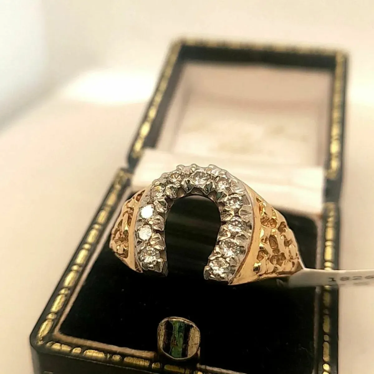 14k Yellow Gold & Diamond Horseshoe Ring - Image 3