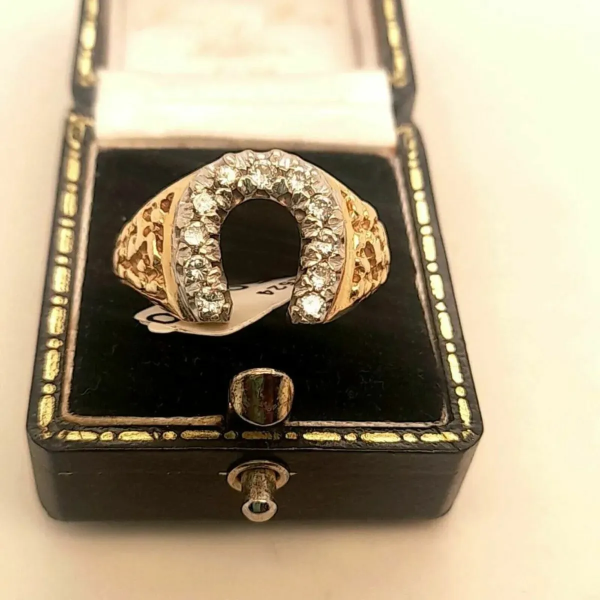 14k Yellow Gold & Diamond Horseshoe Ring - Image 4