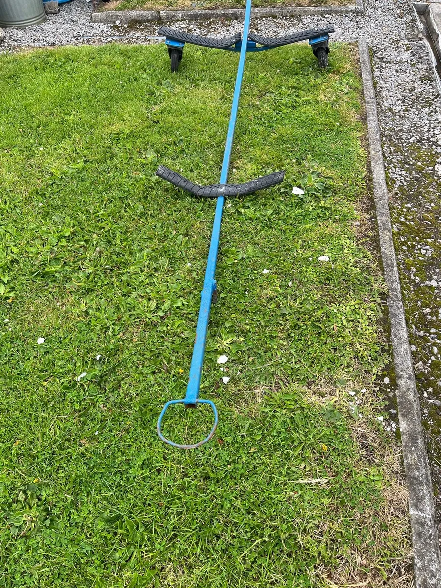 8 foot plastic boat with motor and trolley - Image 1