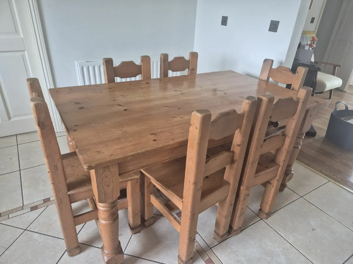 Solid Pine Kitchen Table and 6 Chairs - Image 1