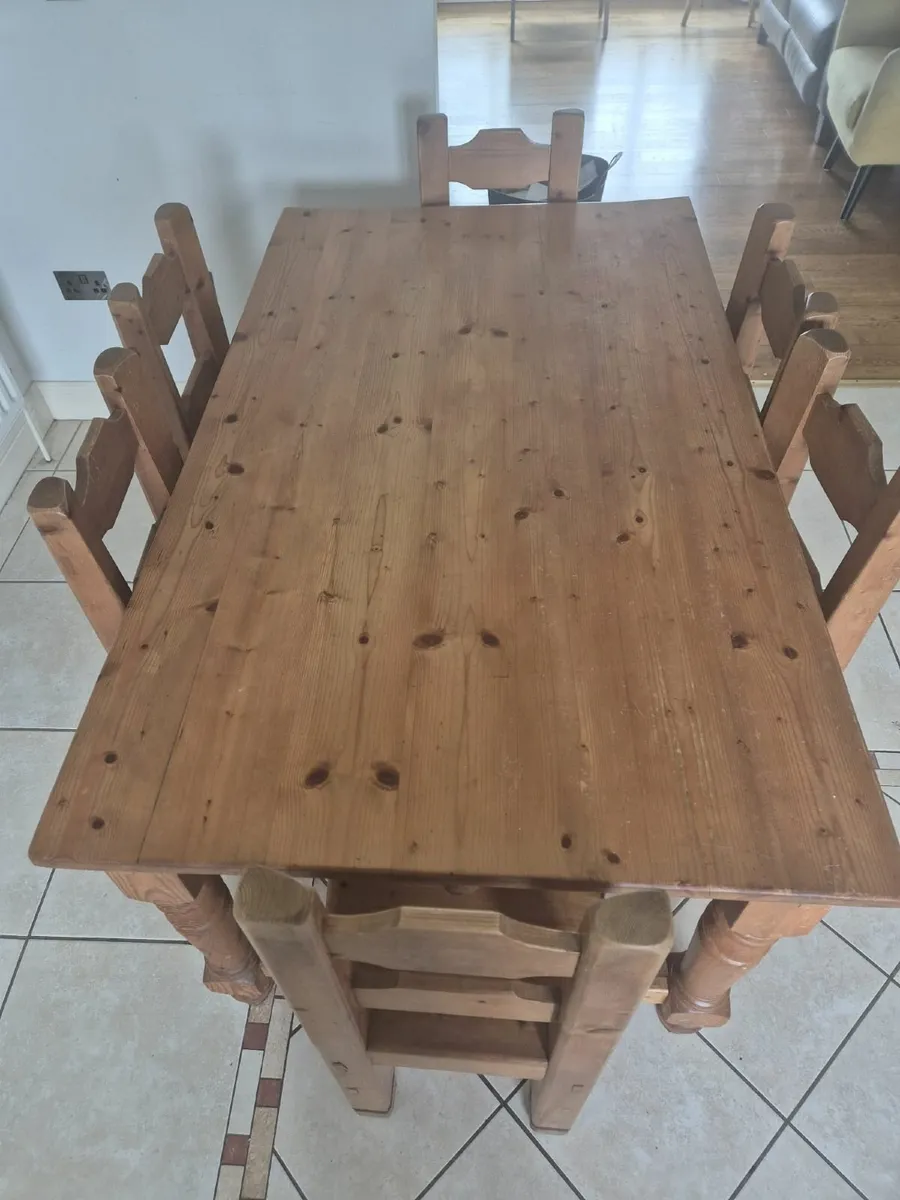 Solid Pine Kitchen Table and 6 Chairs - Image 4