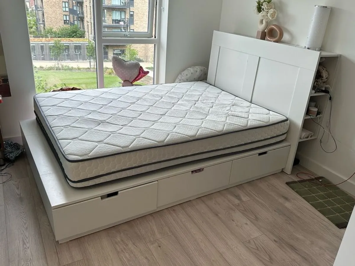 Double Bed, headboard and mattress - Image 1