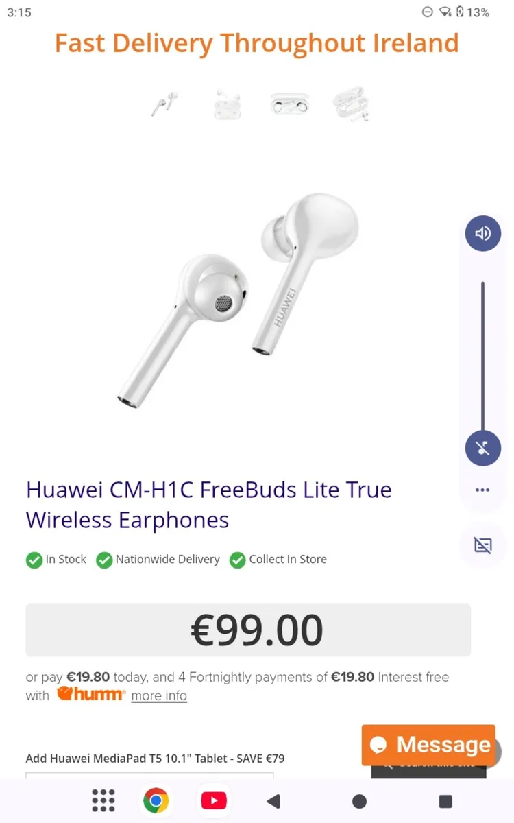 Huawei Freebuds (in ear) with charging case. - Image 1